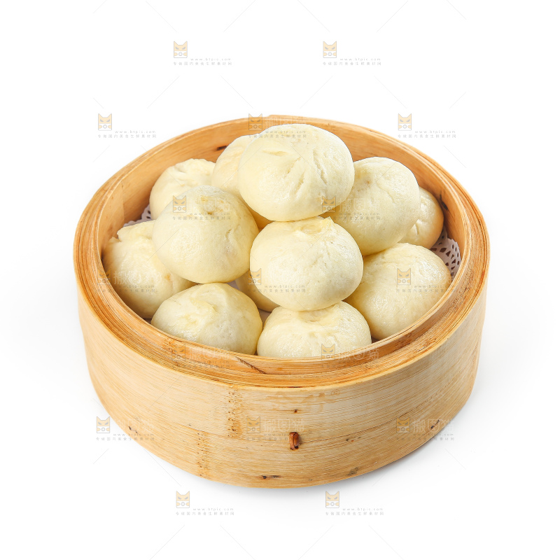 白底上的发面小笼包