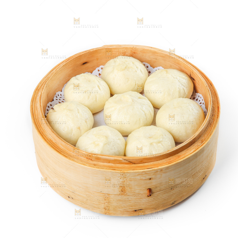 白底上的发面小笼包