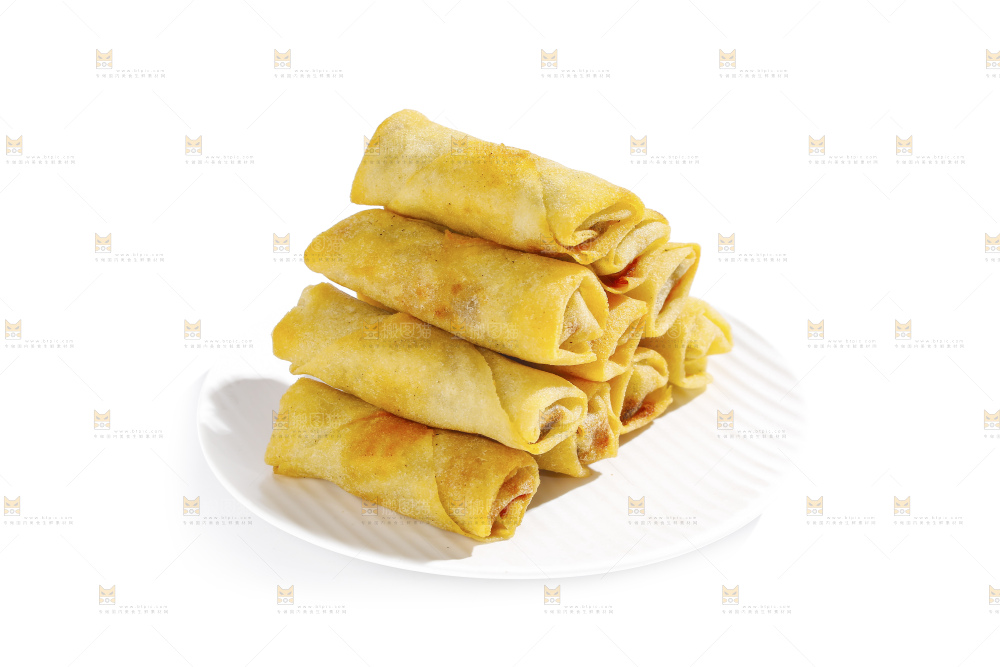 白底上的豆沙春卷