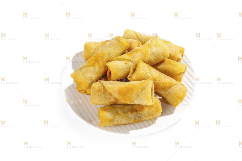 白底上的豆沙春卷