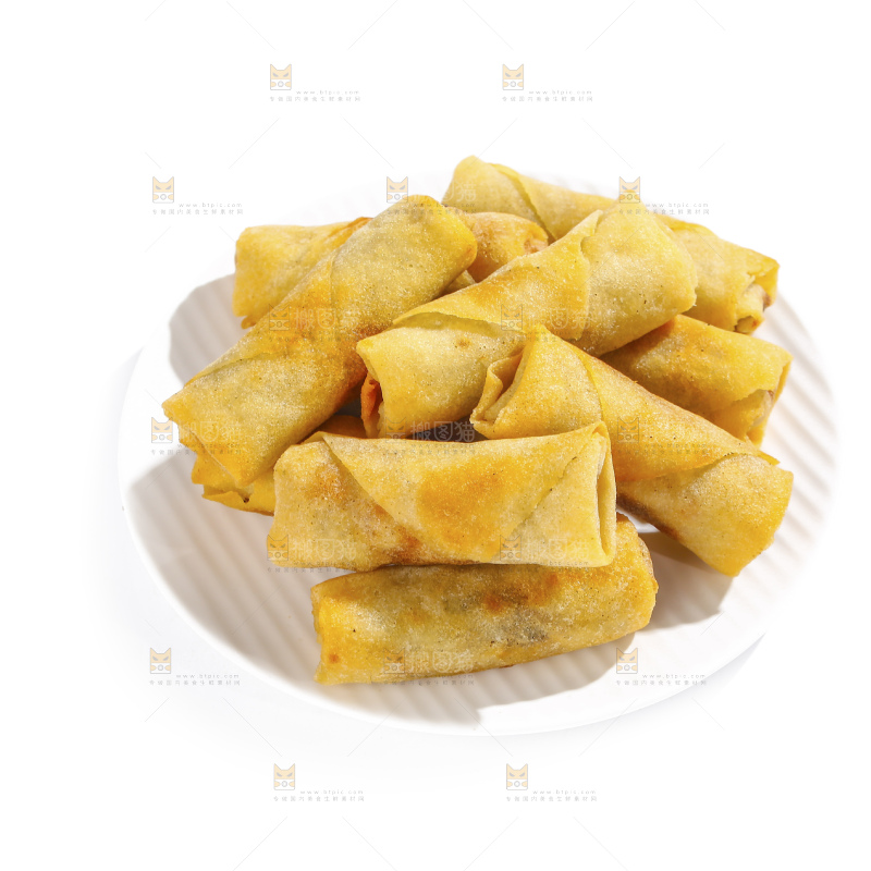 白底上的豆沙春卷