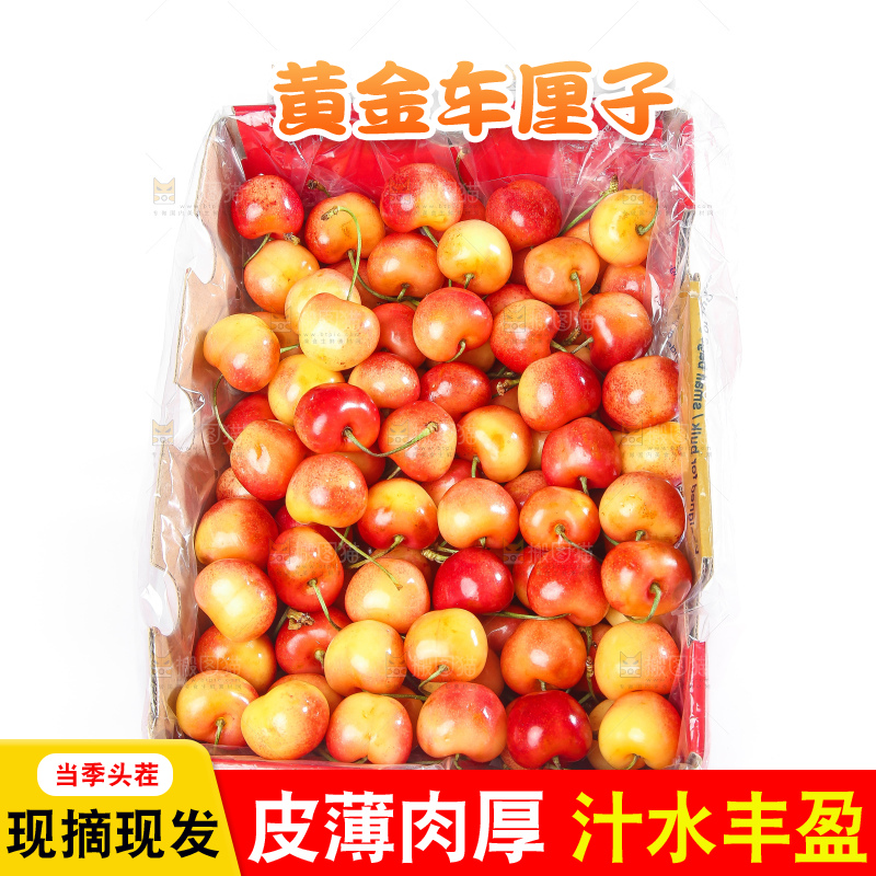 白底上的黄金车厘子