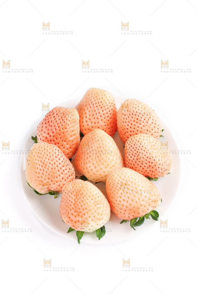 白底上的淡雪草莓