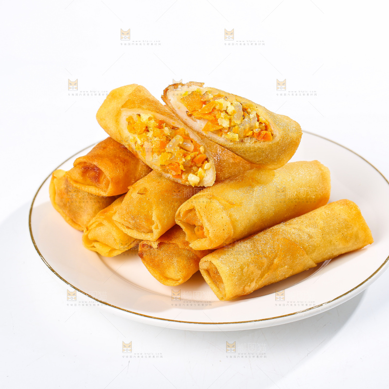 白底上的素春卷