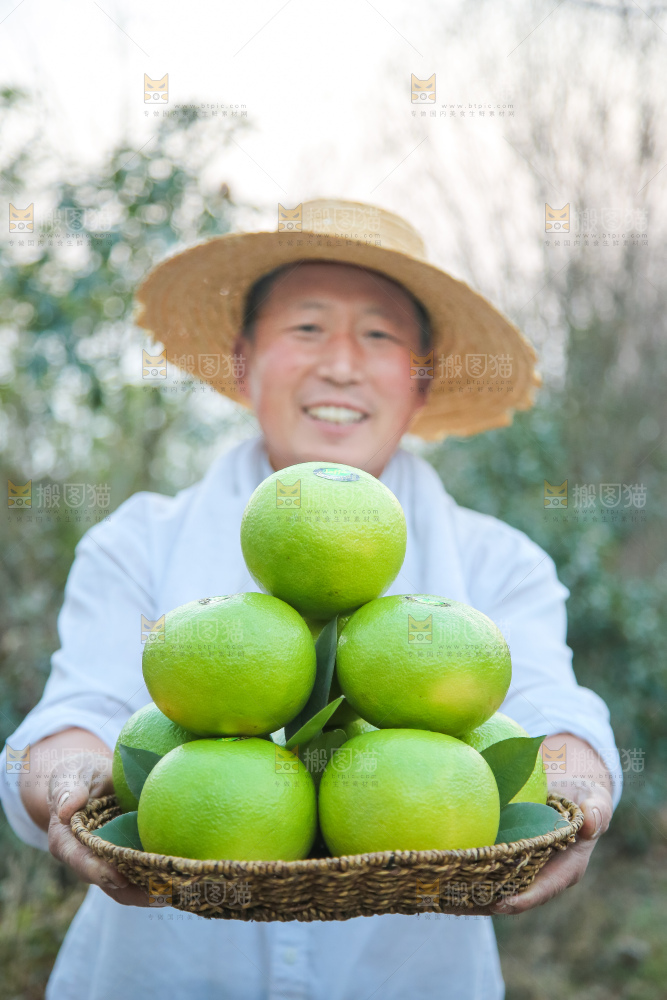 手里拿着青皮葡萄柚