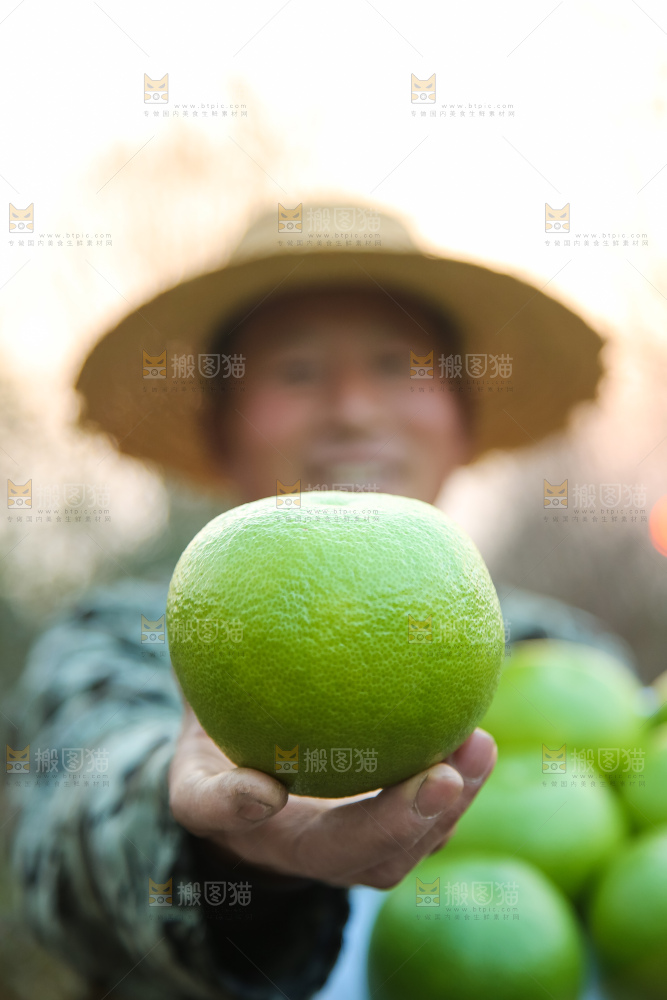 手里拿着青皮葡萄柚