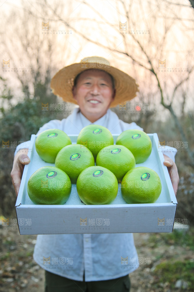 手里拿着青皮葡萄柚