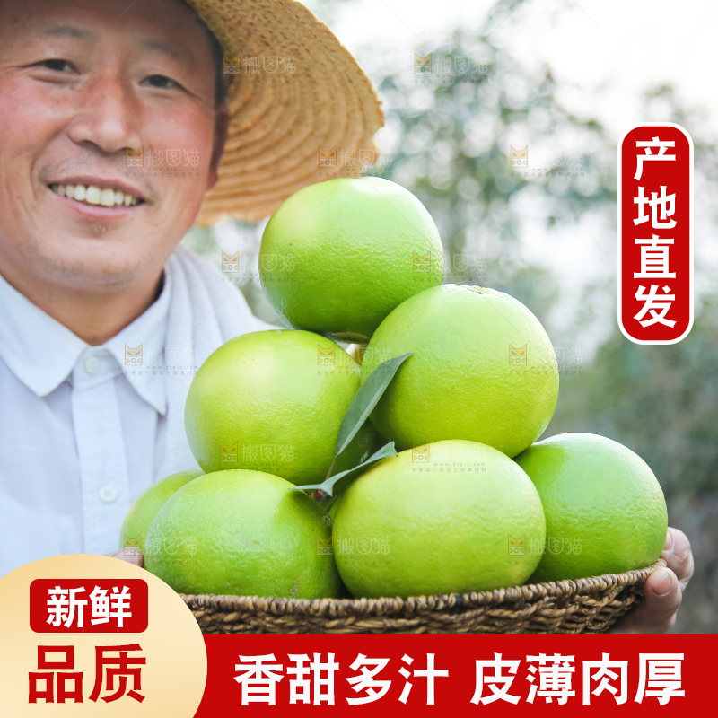 手里拿着青皮葡萄柚