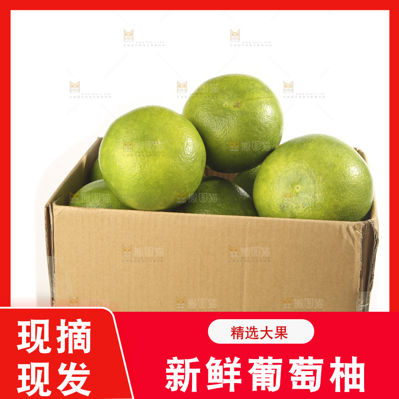 白底上的青皮葡萄柚