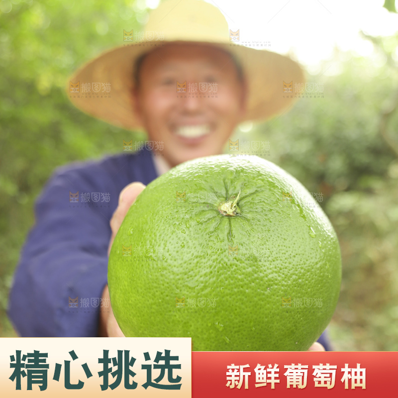 手里拿着青皮葡萄柚