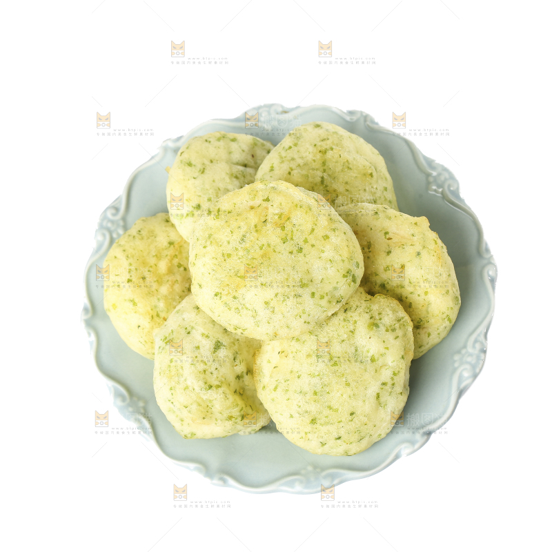 白底上的鳕鱼鲜虾饼