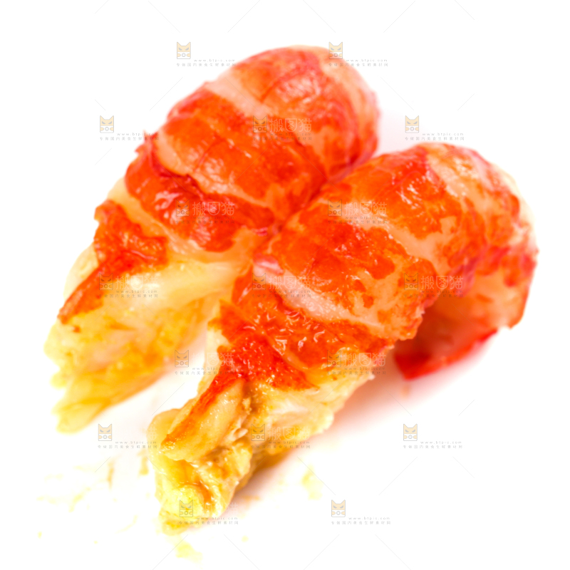 白底上放着虾尾