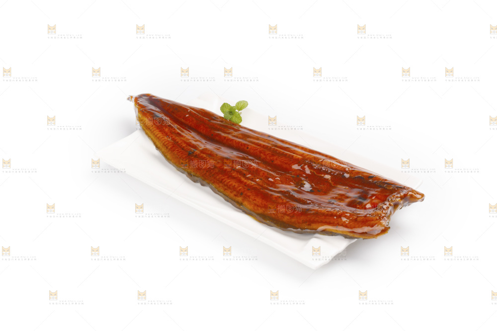 白底上的照烧鳗鱼