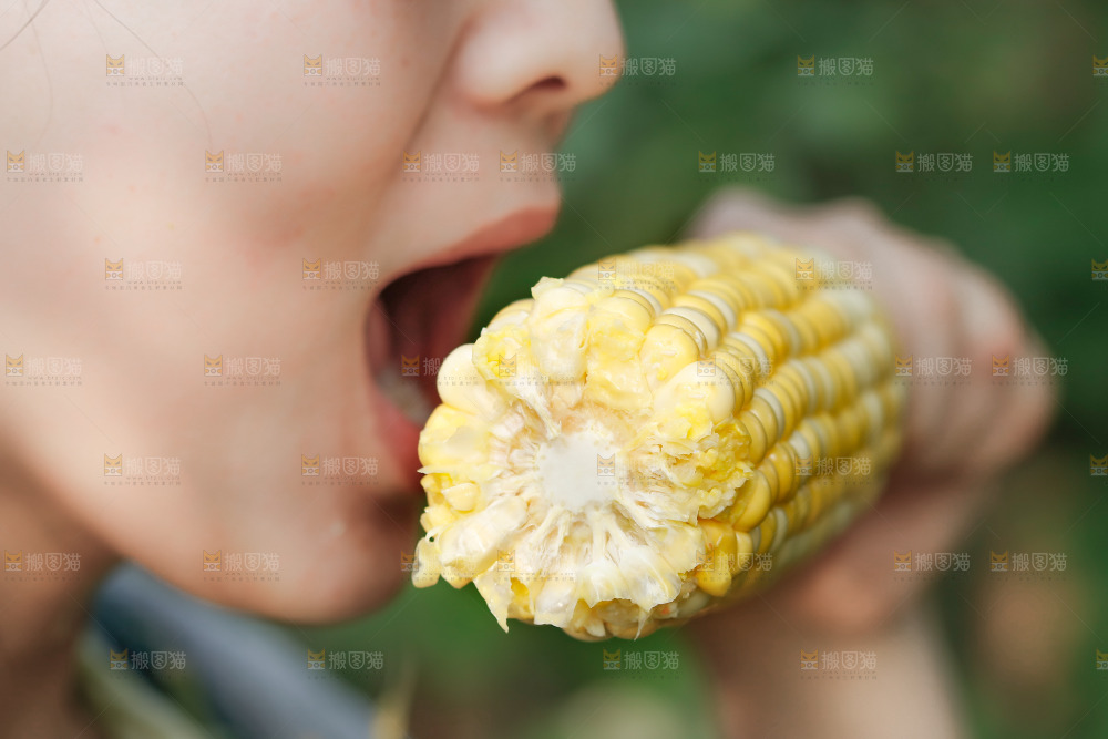 手里拿着甜玉米