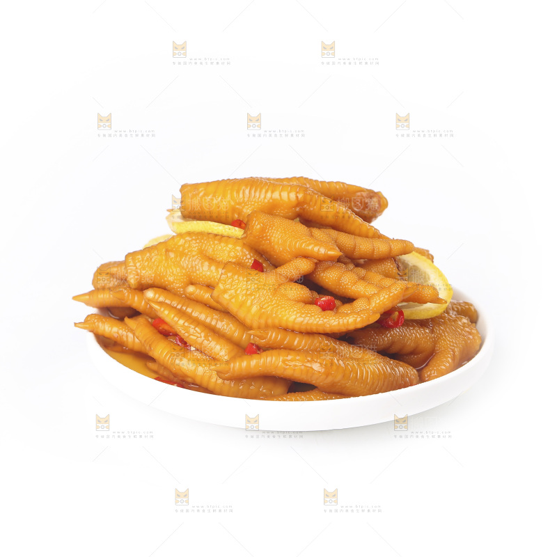 白底上的柠檬鸡爪