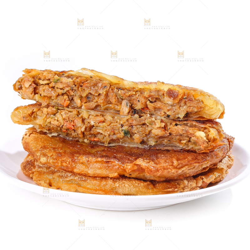 白底上的牛肉馅饼