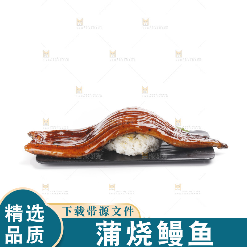 白底上的照烧鳗鱼