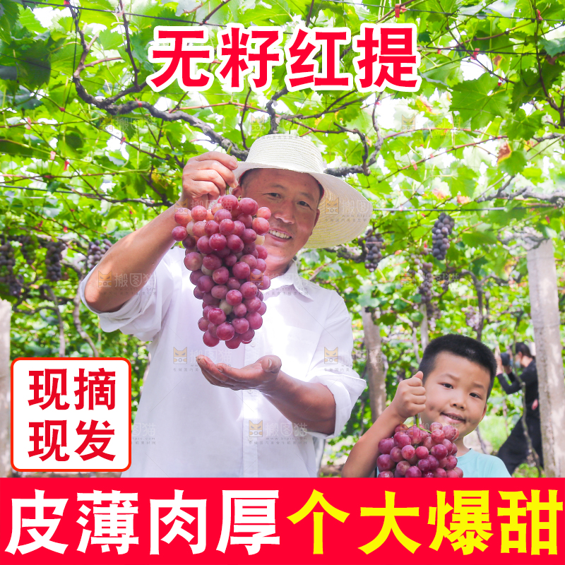 手里拿着新鲜葡萄