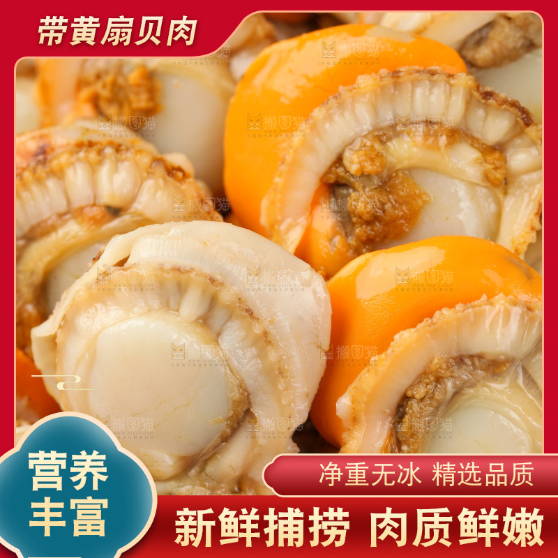 深底上的带黄扇贝肉
