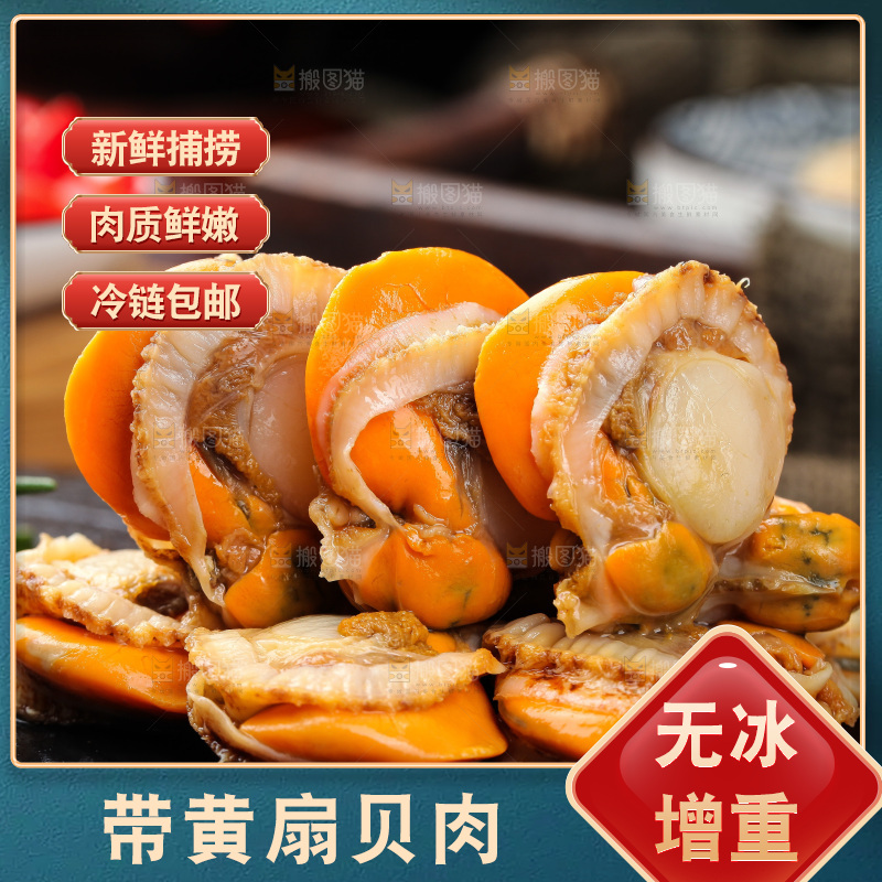 深底上的带黄扇贝肉