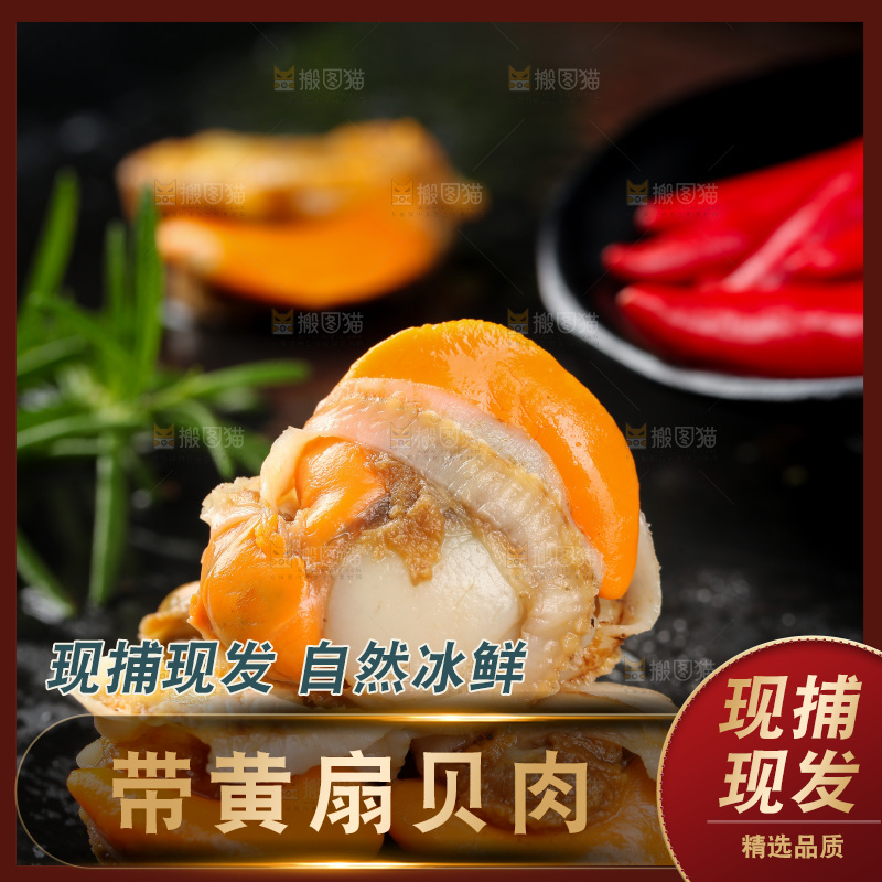 深底上的带黄扇贝肉