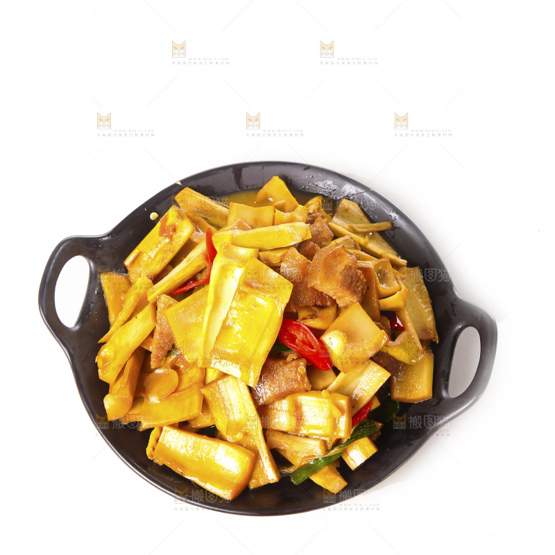 盘子里的盐渍笋炒肉