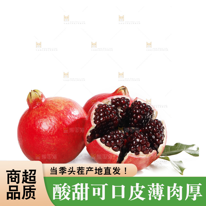 白底上的黒籽酸石榴