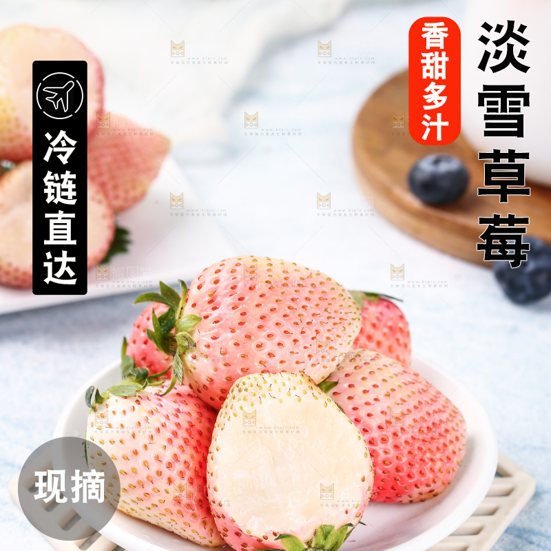 浅底上的淡雪草莓