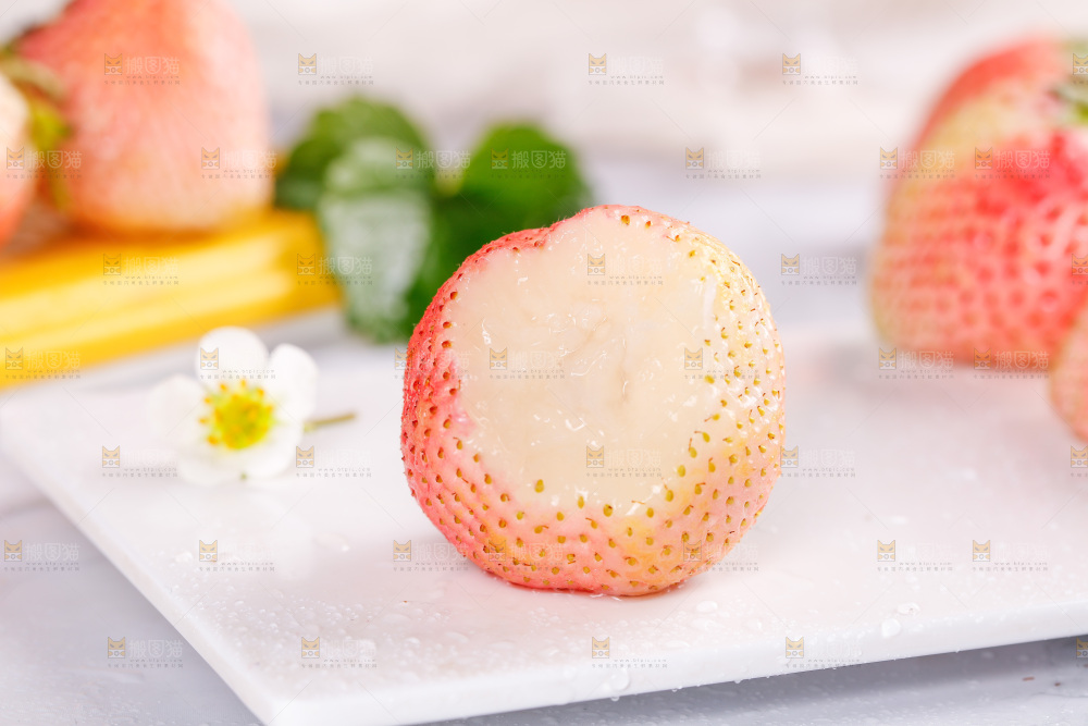 浅底上的淡雪草莓