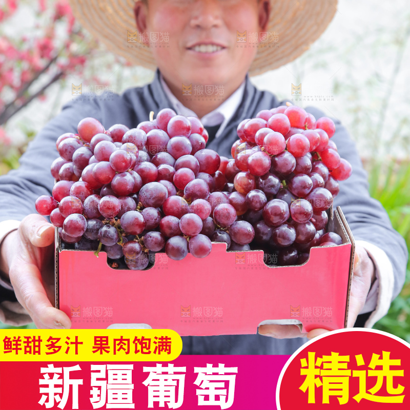 手里拿着新鲜葡萄