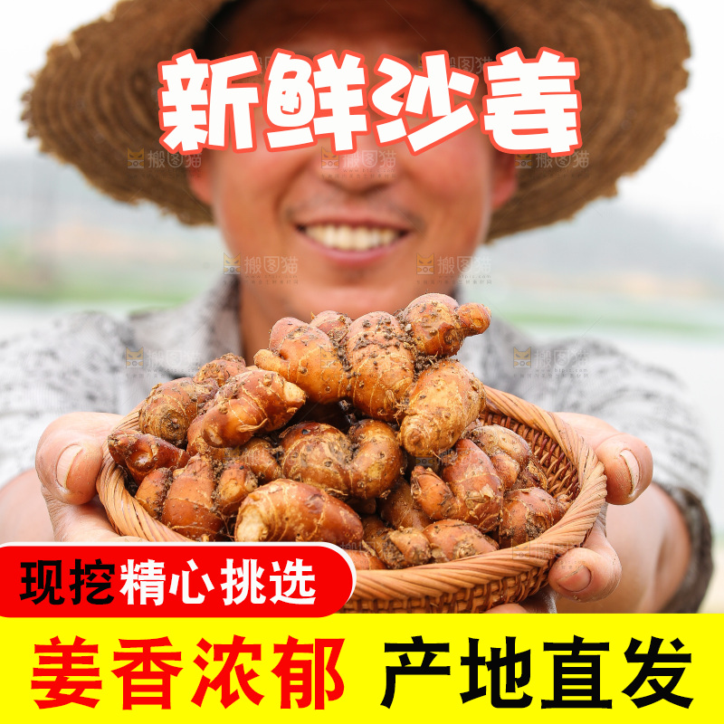 手里拿着沙姜