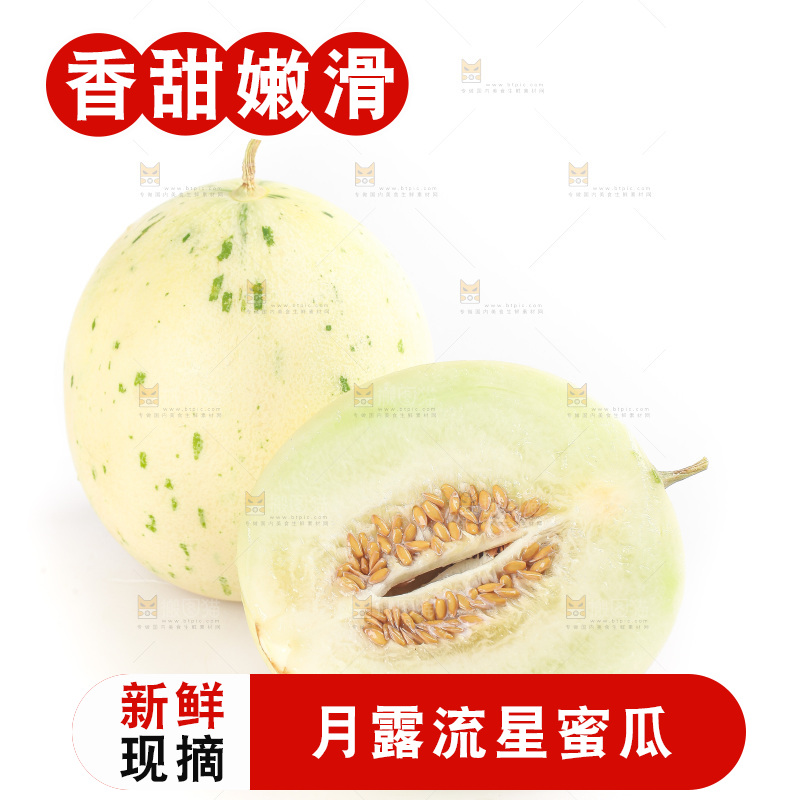 白底上的月露流星蜜瓜