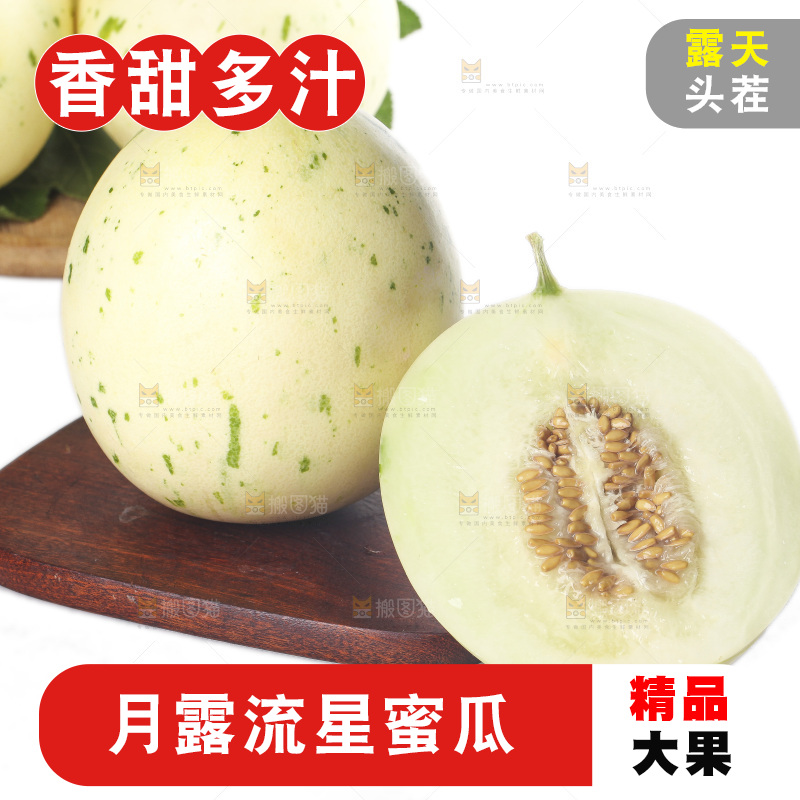 白底上的月露流星蜜瓜