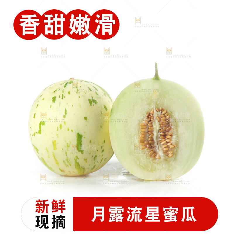 白底上的月露流星蜜瓜