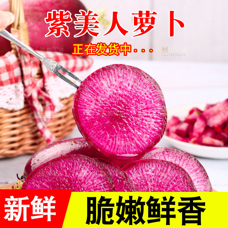 浅底上的紫美人萝卜