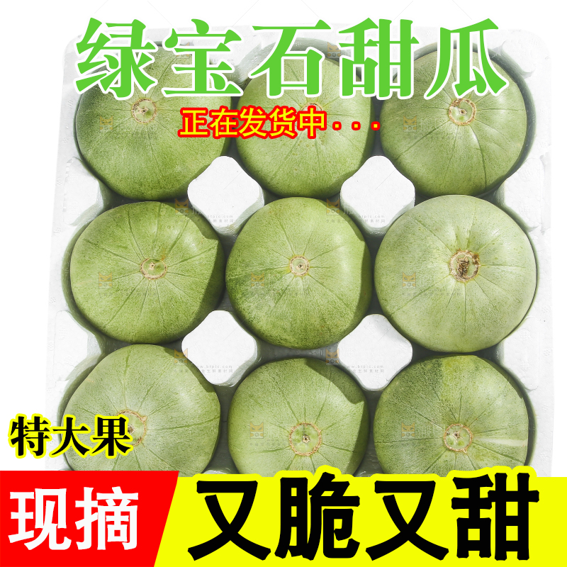 白底上的绿宝甜瓜