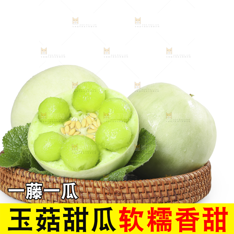 白底上的玉菇甜瓜