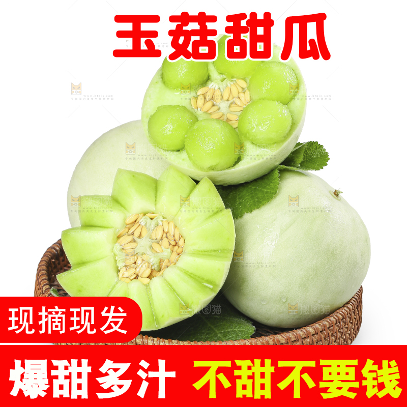 白底上的玉菇甜瓜