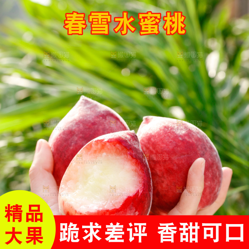 手里拿着春雪水蜜桃