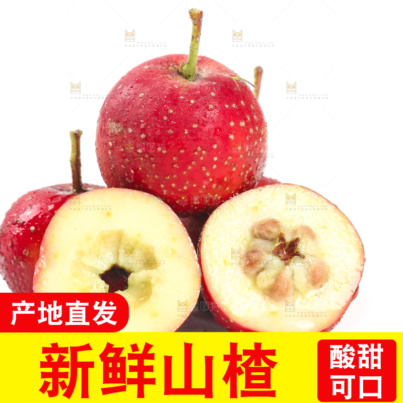 白底上的新鲜山楂