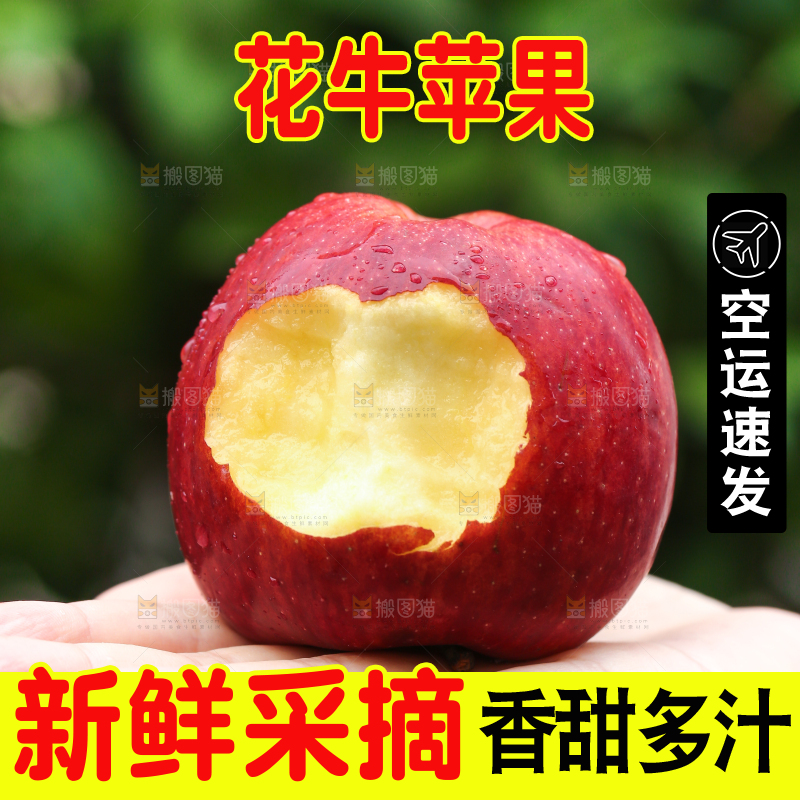 手里拿着花牛苹果