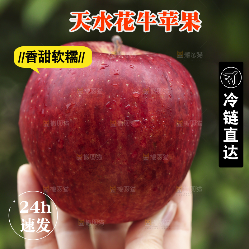 手里拿着花牛苹果