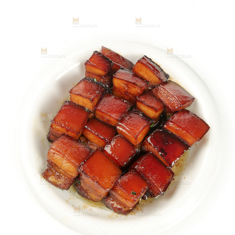 白底上的红烧肉