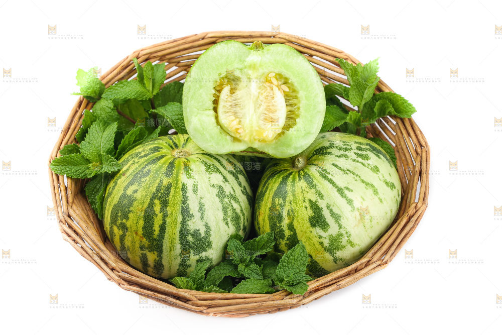 白底上的花蕾甜瓜