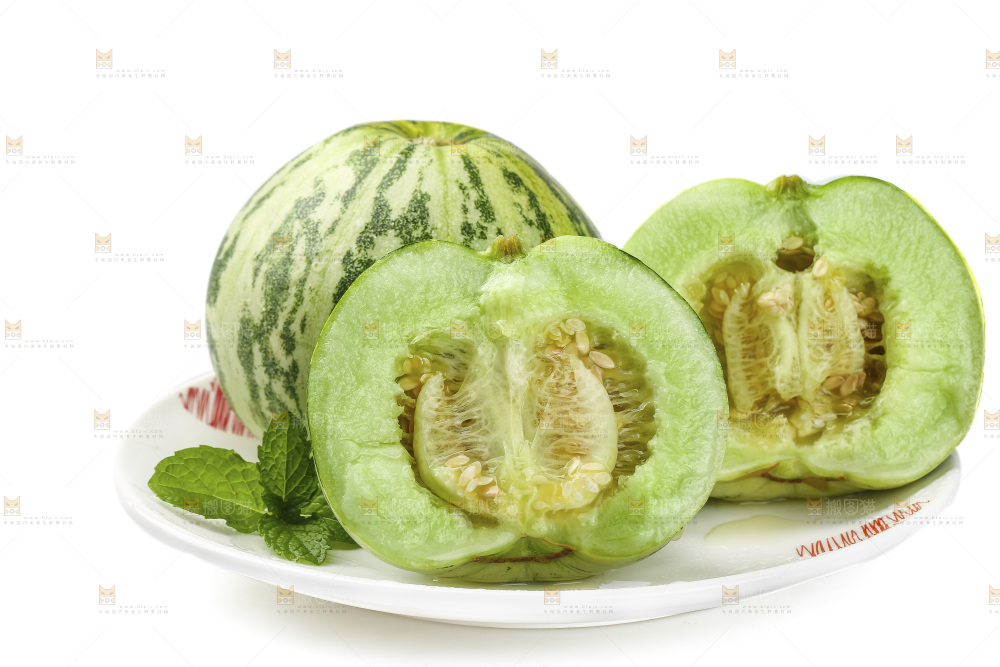 白底上的花蕾甜瓜