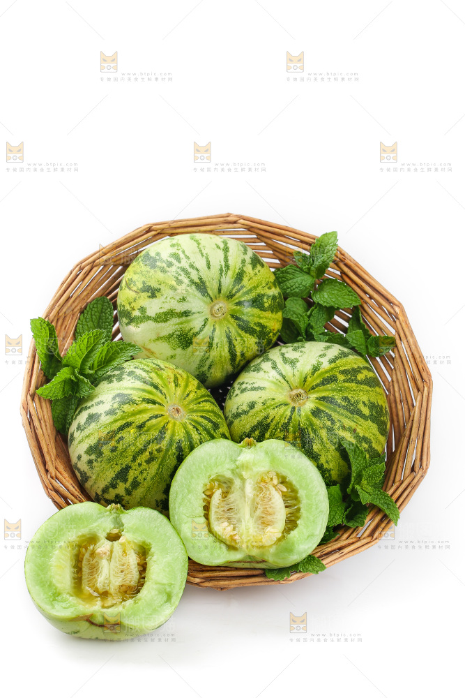 白底上的花蕾甜瓜