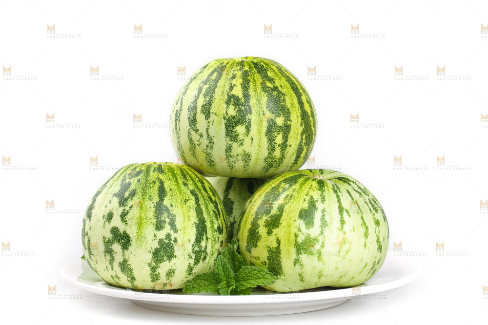 白底上的花蕾甜瓜