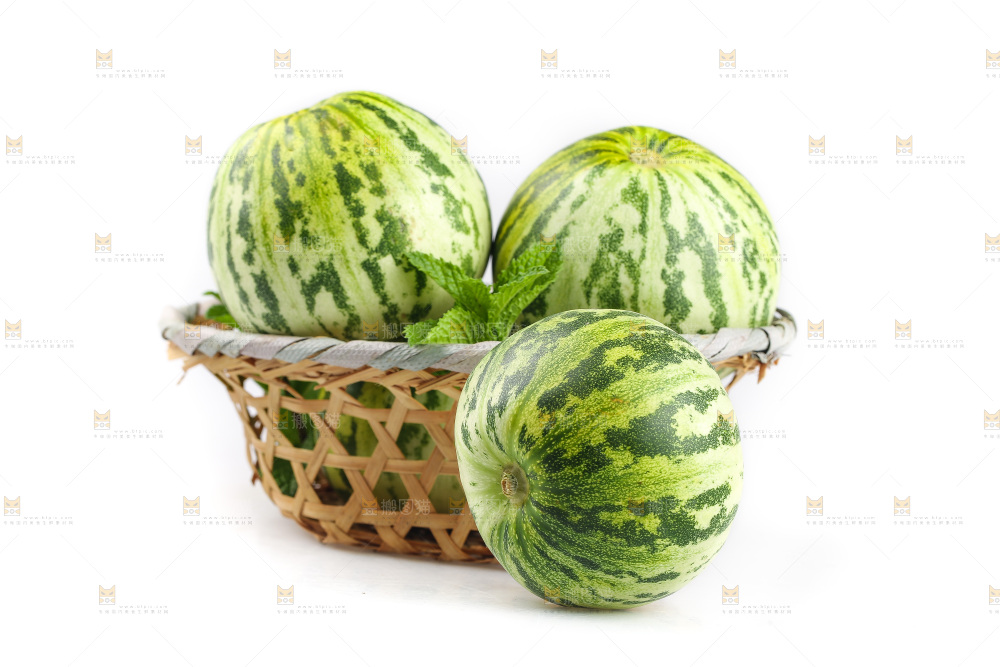 白底上的花蕾甜瓜