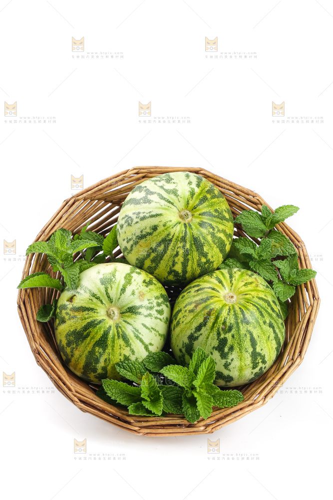 白底上的花蕾甜瓜