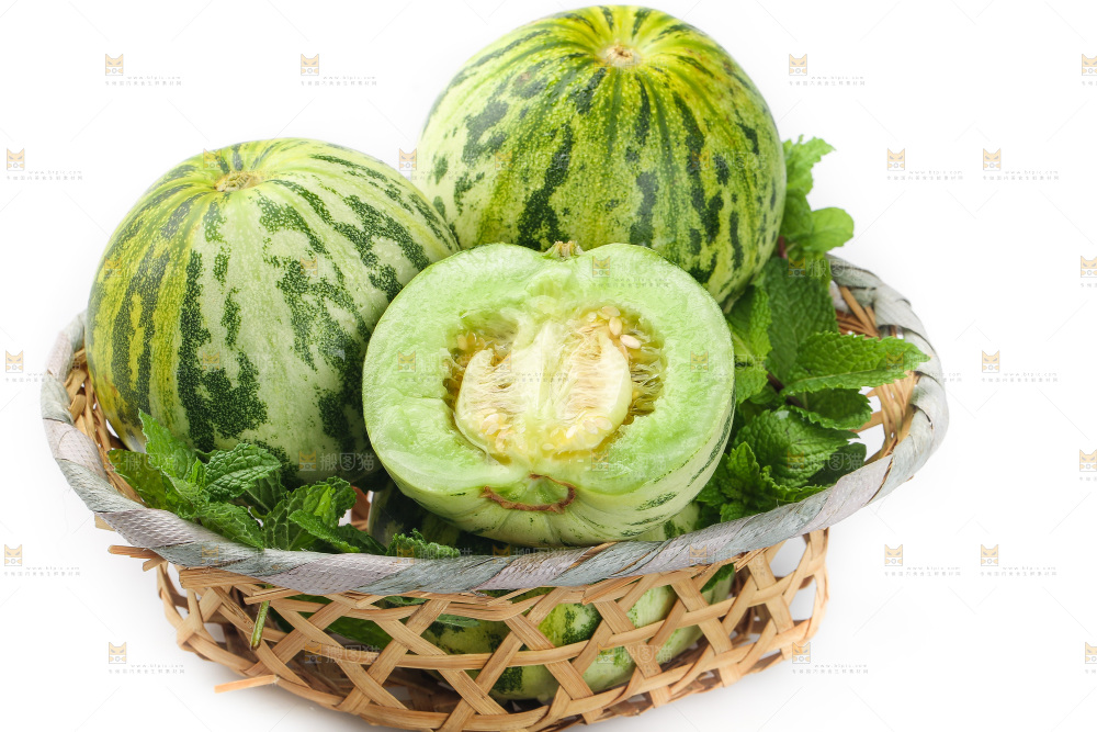 白底上的花蕾甜瓜